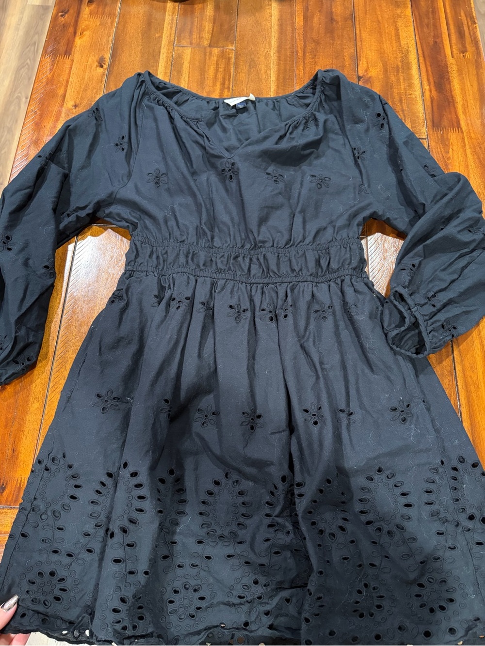 Universal Thread Black Eyelet Smocked-Waist Dress